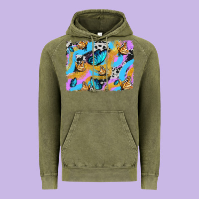 Easter Butterfly With Glitter And Cowhide  Background Vintage Hoodie Designed By Artiststas