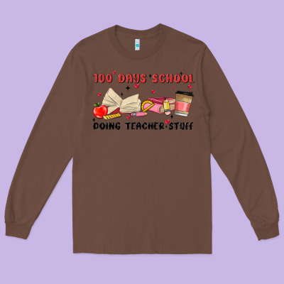 100 Days School Long Sleeve Tee Designed By Maliassmallbusiness
