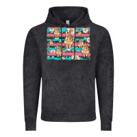 Vintage Black easter bunny with daisy and turquoise cowhide leopard  background Vintage Hoodie - Artiststas