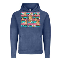 Vintage Denim easter bunny with daisy and turquoise cowhide leopard  background Vintage Hoodie - Artiststas