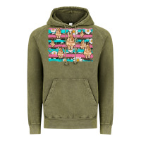 Vintage Olive easter bunny with daisy and turquoise cowhide leopard  background Vintage Hoodie - Artiststas