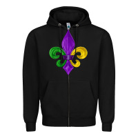 Black mardi gras fleur de lis Zipper Hoodie - LillyAllenDesigns