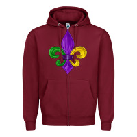 Burgundy mardi gras fleur de lis Zipper Hoodie - LillyAllenDesigns