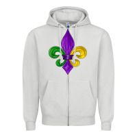 Dove Grey mardi gras fleur de lis Zipper Hoodie - LillyAllenDesigns