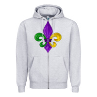 Heather Grey mardi gras fleur de lis Zipper Hoodie - LillyAllenDesigns