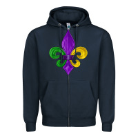 Navy mardi gras fleur de lis Zipper Hoodie - LillyAllenDesigns