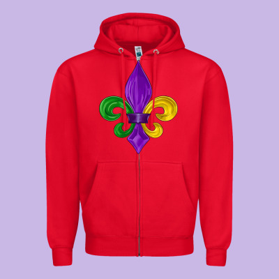 Mardi Gras Fleur De Lis Zipper Hoodie Designed By Lillyallendesigns