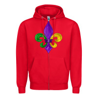 Red mardi gras fleur de lis Zipper Hoodie - LillyAllenDesigns