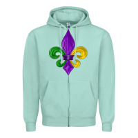Seafoam mardi gras fleur de lis Zipper Hoodie - LillyAllenDesigns
