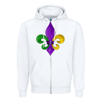 White mardi gras fleur de lis Zipper Hoodie - LillyAllenDesigns
