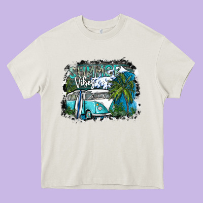 Summer Vibes Heavy Core Tee Designed By Sublimationcraftshop