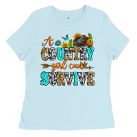 Baby Blue a country girl can survive Ladies Tee - Zillion Design Studio