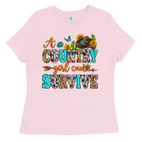 Bubblegum Pink a country girl can survive Ladies Tee - Zillion Design Studio