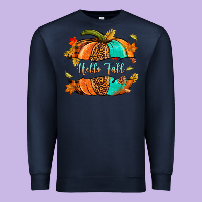 Pumpkin Hello Fall Premium Sweatshirt Designed By Nancycooperartshop