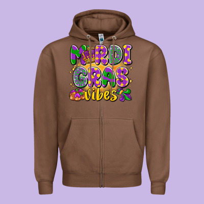 Mardi Gras Vibes Zipper Hoodie Designed By Lillyallendesigns