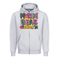 Heather Grey mardi gras vibes Zipper Hoodie - LillyAllenDesigns