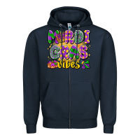 Navy mardi gras vibes Zipper Hoodie - LillyAllenDesigns