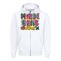White mardi gras vibes Zipper Hoodie - LillyAllenDesigns