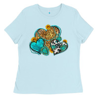 Baby Blue western turquoise hearts Ladies Tee - Zillion Design Studio