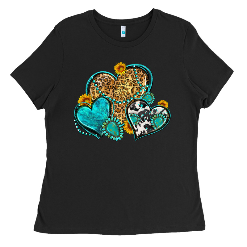 Western Turquoise Hearts Ladies Tee by Zillion Design Studio | Teevron