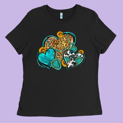 Western Turquoise Hearts Ladies Tee Designed By Zillion Design Studio