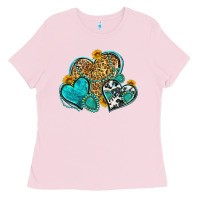 Bubblegum Pink western turquoise hearts Ladies Tee - Zillion Design Studio