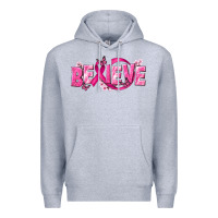 Heather Grey Cancer Believe Premium Hoodie - NancyCooperArtShop