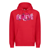 Red Cancer Believe Premium Hoodie - NancyCooperArtShop