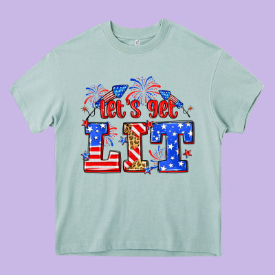 Let's Get Lit 4th Of July Heavy Core Tee Designed By Neo Western