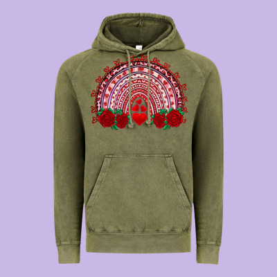 Valentine's Day Rainbow With Roses Vintage Hoodie Designed By Adodesignshop