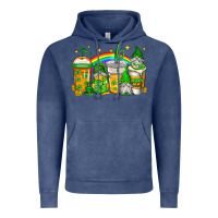 Vintage Denim st patricks day gnomes coffee cups Vintage Hoodie - Jasminsmagicworld