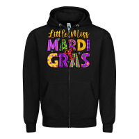 Black little miss mardi gras Zipper Hoodie - LillyAllenDesigns