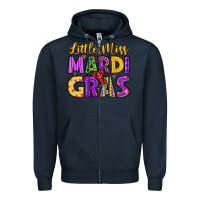 Navy little miss mardi gras Zipper Hoodie - LillyAllenDesigns