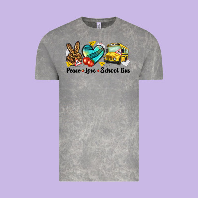 Peace Love School Bus Vintage Tee Designed By Nancycooperartshop