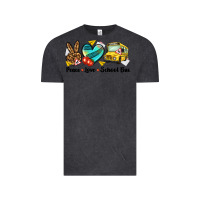 Vintage Black peace love school bus Vintage Tee - NancyCooperArtShop