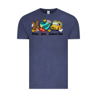 Vintage Denim peace love school bus Vintage Tee - NancyCooperArtShop