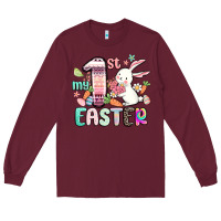 Burgundy my first easter Long Sleeve Tee - MaliasSmallBusiness