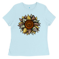 Baby Blue sunflower camouflage and leopard 2 Ladies Tee - JahusDesignShop