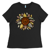 Black sunflower camouflage and leopard 2 Ladies Tee - JahusDesignShop