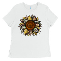 White sunflower camouflage and leopard 2 Ladies Tee - JahusDesignShop
