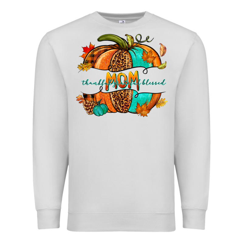 Thankful Grateful Blessed Mom Pumpkin Premium Sweatshirt by NancyCooperArtShop | Teevron