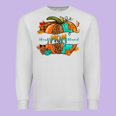 Thankful Grateful Blessed Mom Pumpkin Premium Sweatshirt Designed By Nancycooperartshop
