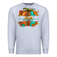 Heather Grey thankful grateful blessed mom pumpkin Premium Sweatshirt - NancyCooperArtShop