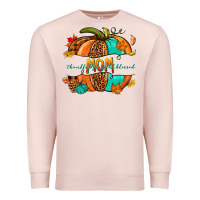 Pale Pink thankful grateful blessed mom pumpkin Premium Sweatshirt - NancyCooperArtShop