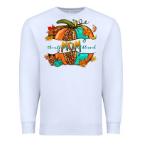 White thankful grateful blessed mom pumpkin Premium Sweatshirt - NancyCooperArtShop