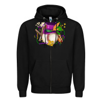 Black mardi gras baseball Zipper Hoodie - LillyAllenDesigns