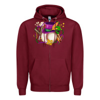 Burgundy mardi gras baseball Zipper Hoodie - LillyAllenDesigns