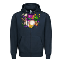 Navy mardi gras baseball Zipper Hoodie - LillyAllenDesigns