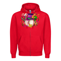 Red mardi gras baseball Zipper Hoodie - LillyAllenDesigns