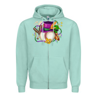 Seafoam mardi gras baseball Zipper Hoodie - LillyAllenDesigns